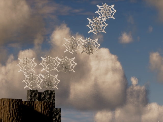 Cobwebs potraying smoke from a chimeny, with volumetric clouds in the backend. Pack is SubtlePBR.