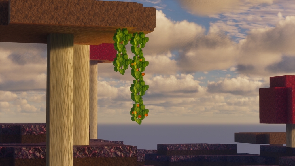 Cave vines hanging down a brown mushroom